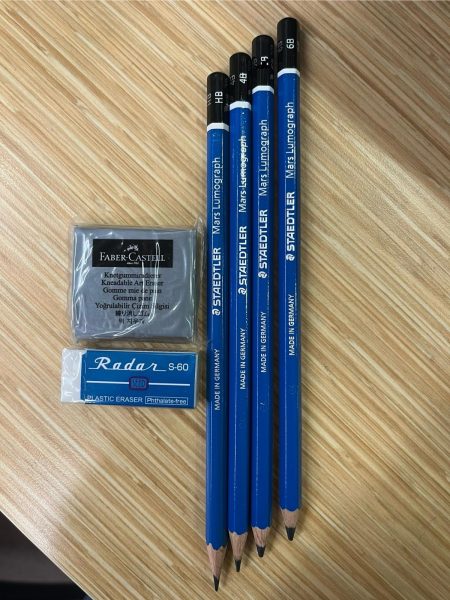 HB,2B, 4B And  6B Pencil + Eraser+ Kneadable Eraser (Optional) (students can reuse unused materials from previous academic year)