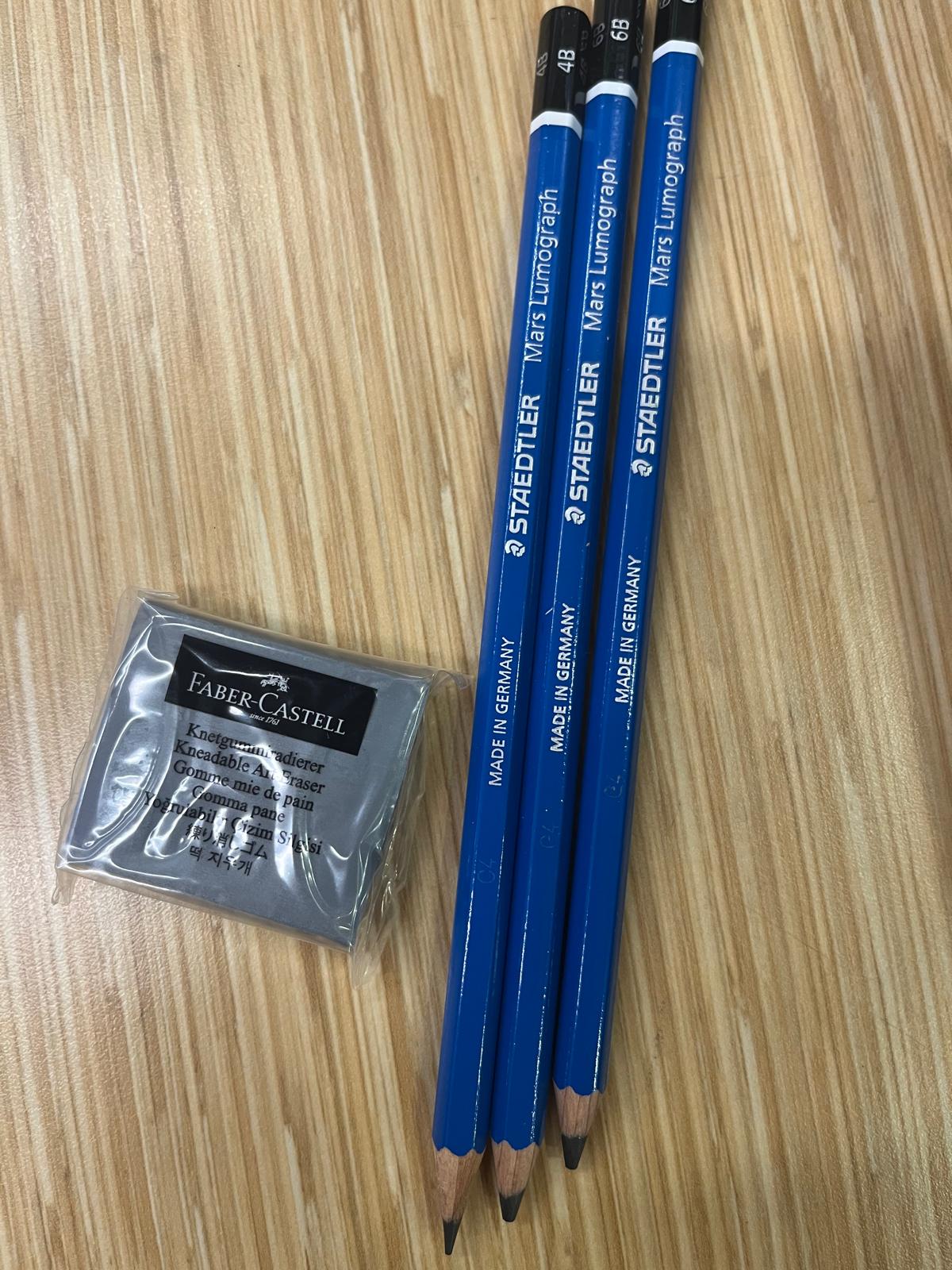 2B, 4B And 6B Pencil + Eraser Set (Optional)
